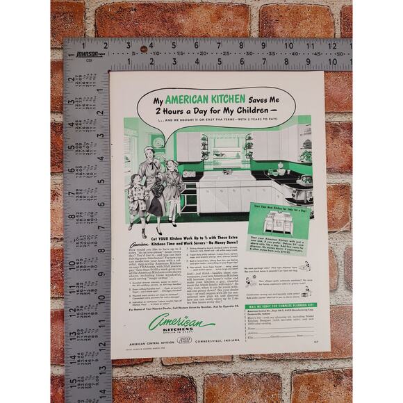 1950 "My American Kitchen Saves Me 2 Hours a Day for My Children" Vtg Print Ad - Picture 4 of 7